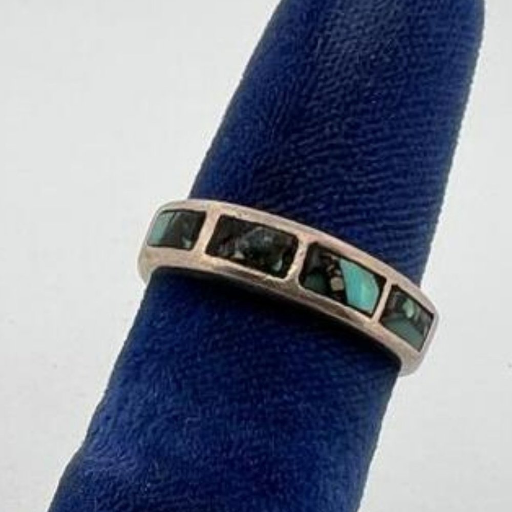 Zuni Sterling Silver Turquoise Inlay Ring